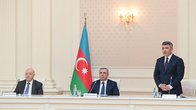 Head of the Administration of the President of the Republic of Azerbaijan, Samir Nuriyev, introduced the Chief Justice of the Supreme Court Inam Karimov to the staff