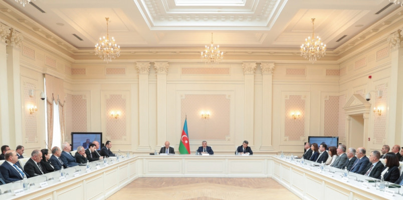 Head of the Administration of the President of the Republic of Azerbaijan, Samir Nuriyev, introduced the Chief Justice of the Supreme Court Inam Karimov to the staff